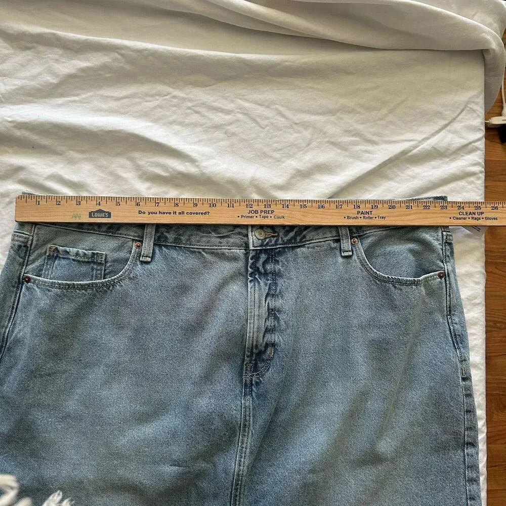 Old Navy Denim High Rise Secret Smooth Pockets Midi Skirt Plus Size 24 3XL